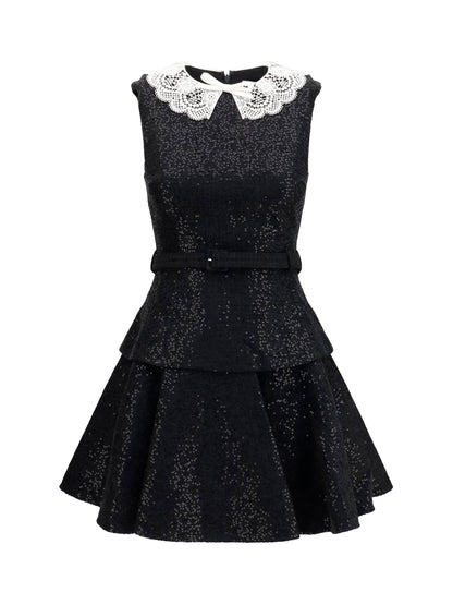 Self-Portrait Sequin bouclé Dress - Black