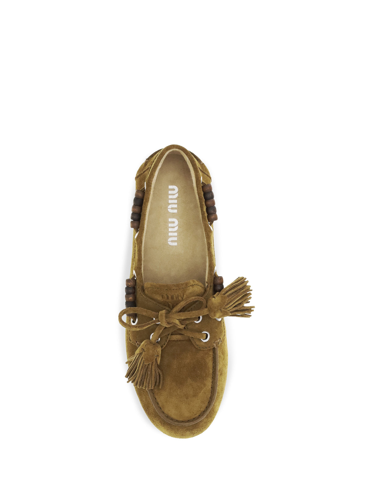 Miu Miu Boat suede Loafers - Olive