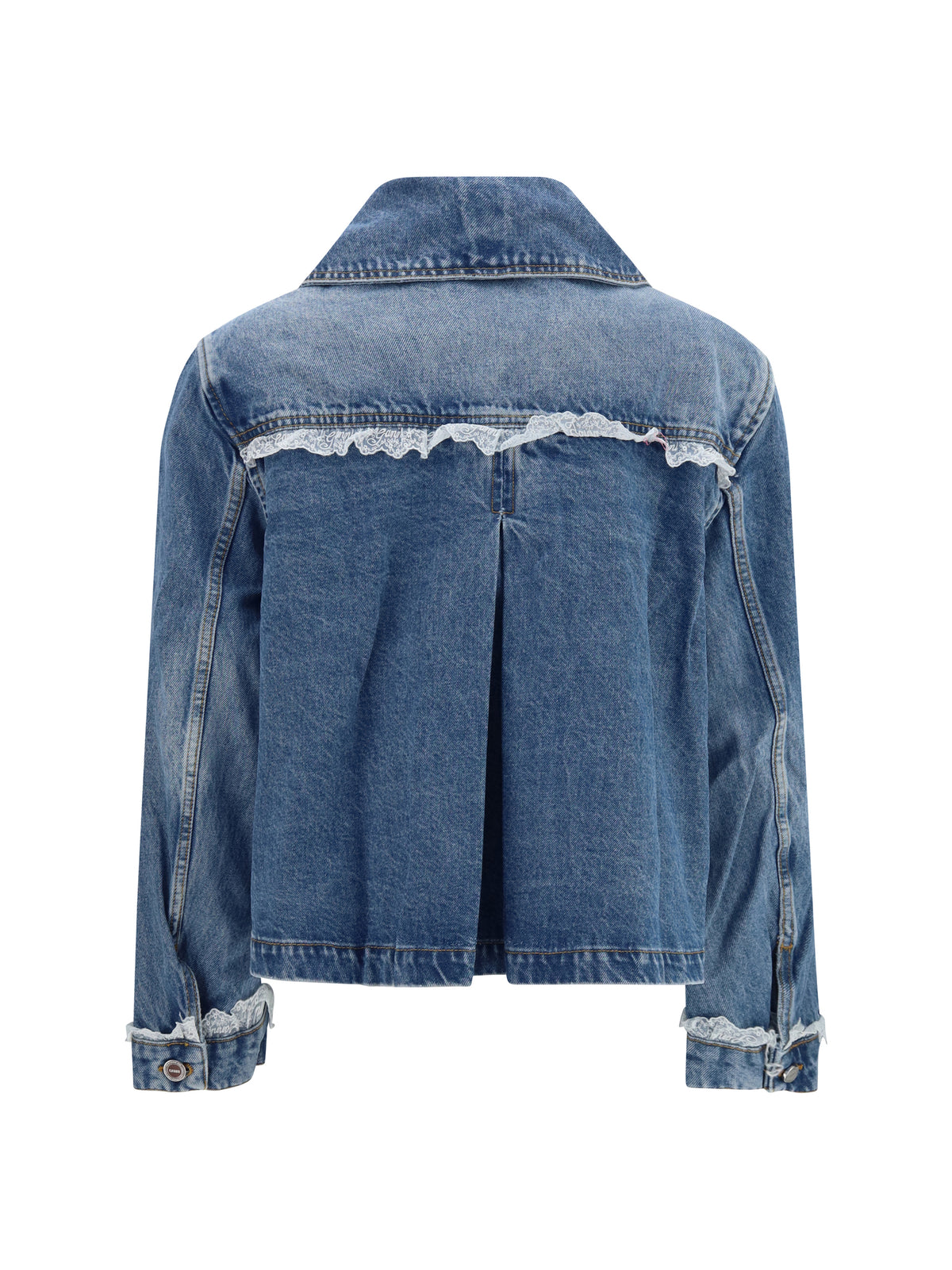 Ganni Rigid denim Jacket with lace details - Dark Blue Vintage