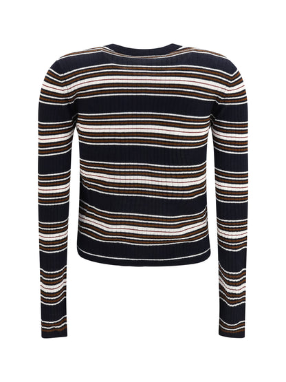 Max Mara Studio Striped silk and wool Cardigan - Blue Multicolor