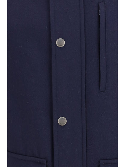 Brunello Cucinelli Virgin wool Jacket withnappa inserts - Blue