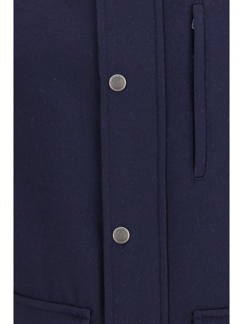 Brunello Cucinelli Virgin wool Jacket withnappa inserts - Blue