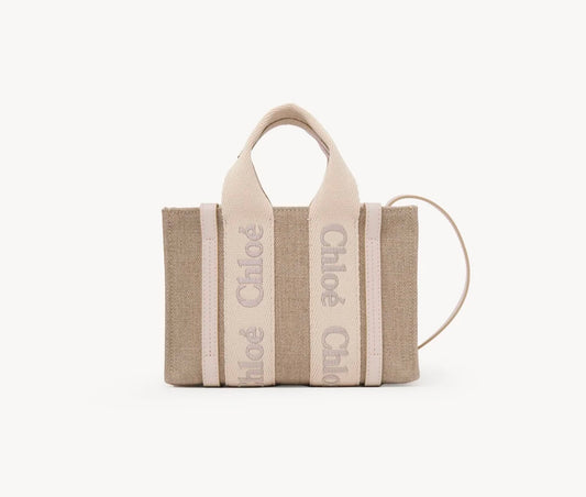 Chloe Woody Mini Tote Bag in Linen