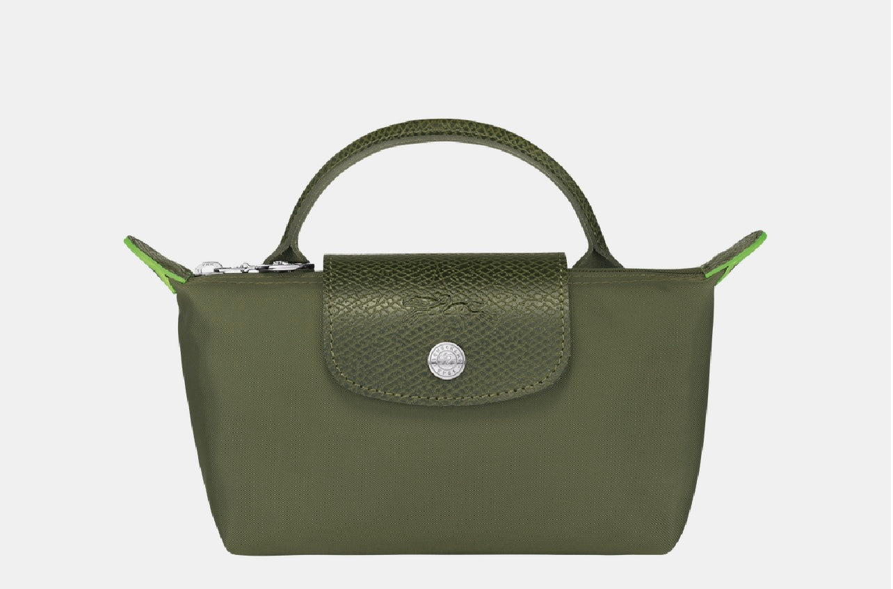 Longchamp Le Pliage Green Pouch with Handle