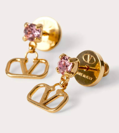 Valentino Vlogo Signature Earrings in Metal and Crystals