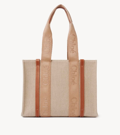 Chloe Large Woody Tote Bag in Linen