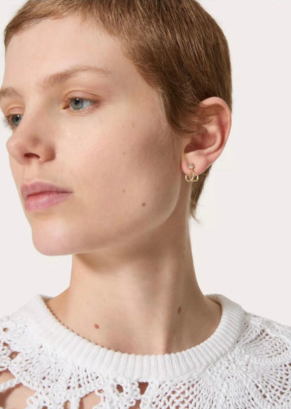 Valentino Vlogo Signature Earrings in Metal and Crystals