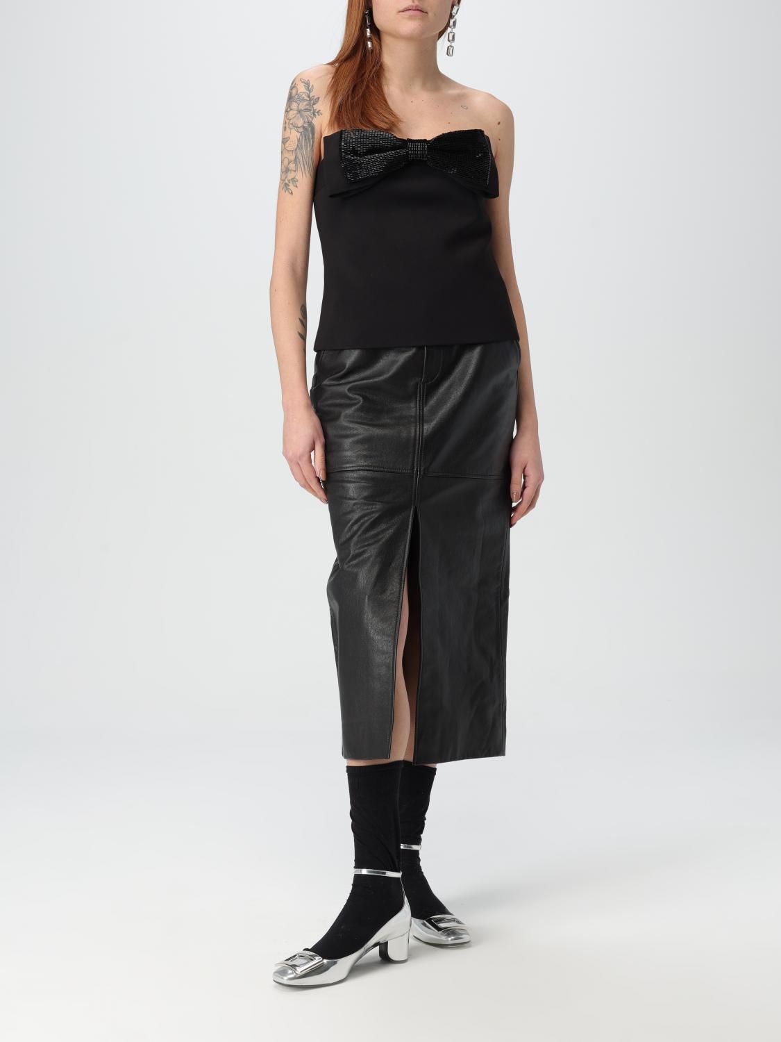 Tシャツ・カットソー SELF PORTRAIT Women Tunic Tops RS25121TAB Black Self Portrait Top Woman Black – Modishus