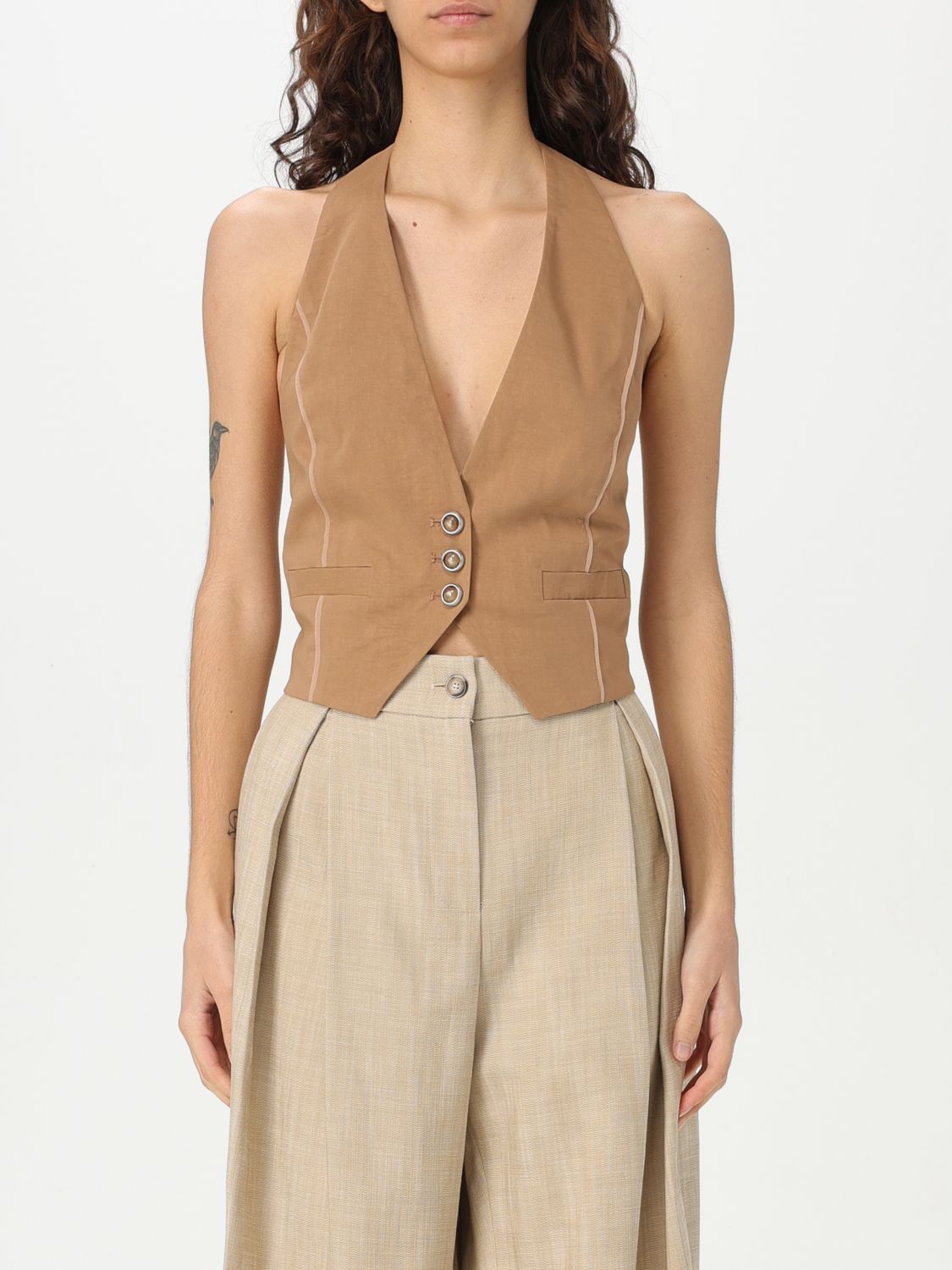 Pinko Waistcoat Woman Brown