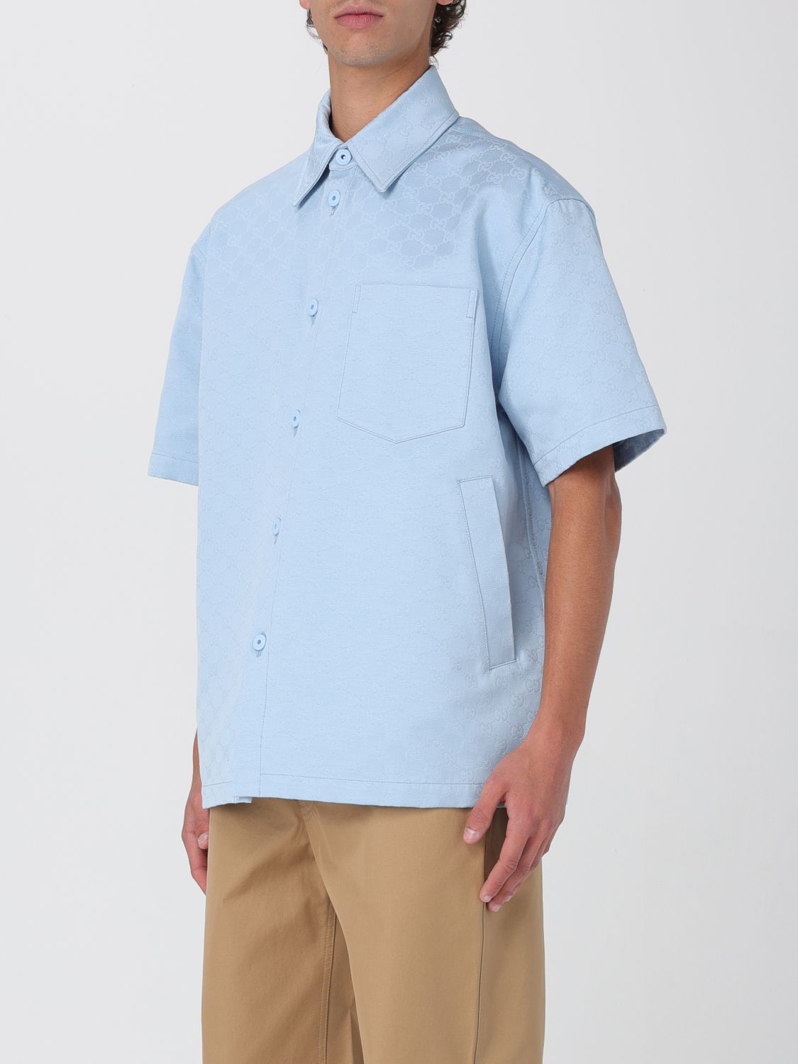 Gucci Shirt Men Sky Blue