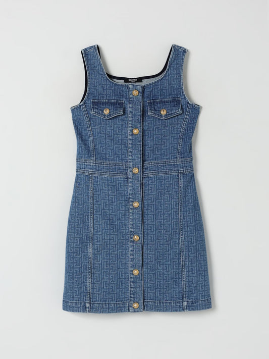 Balmain Dress Kids Gnawed Blue