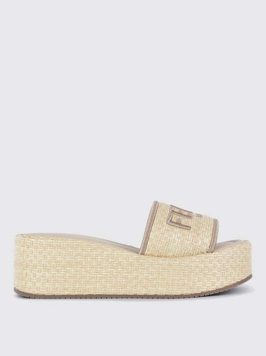 Fendi Flat Sandals Woman Beige