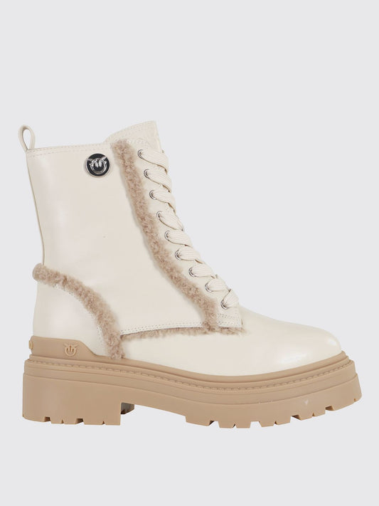 Pinko Flat Ankle Boots Woman White
