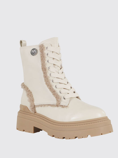 Pinko Flat Ankle Boots Woman White
