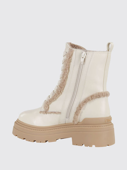Pinko Flat Ankle Boots Woman White
