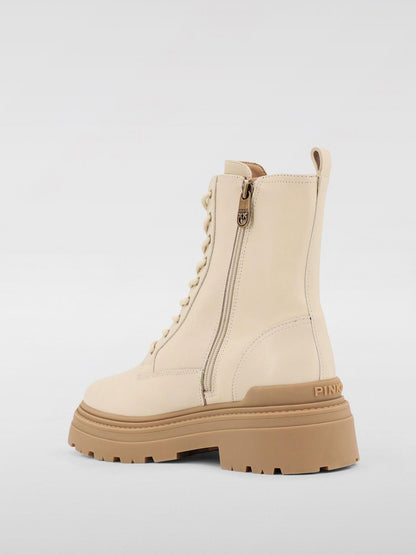 Pinko Flat Ankle Boots Woman Cream