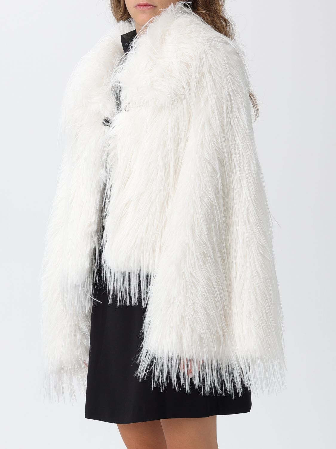Pinko Fur Coats Woman Black
