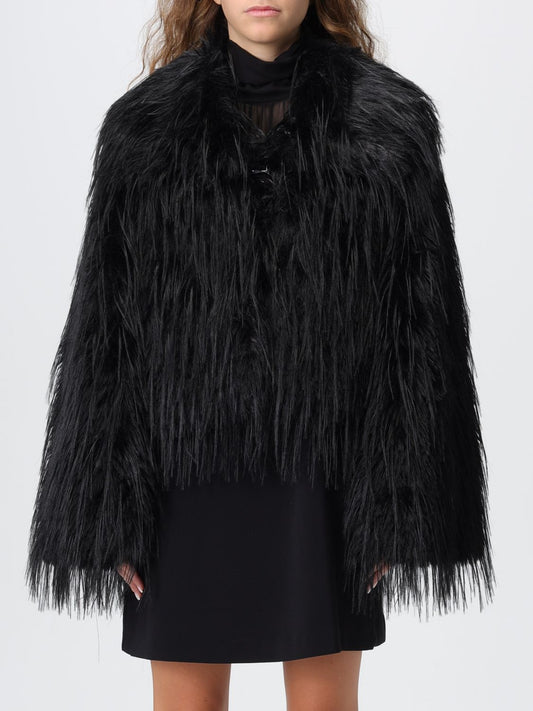 Pinko Fur Coats Woman Black