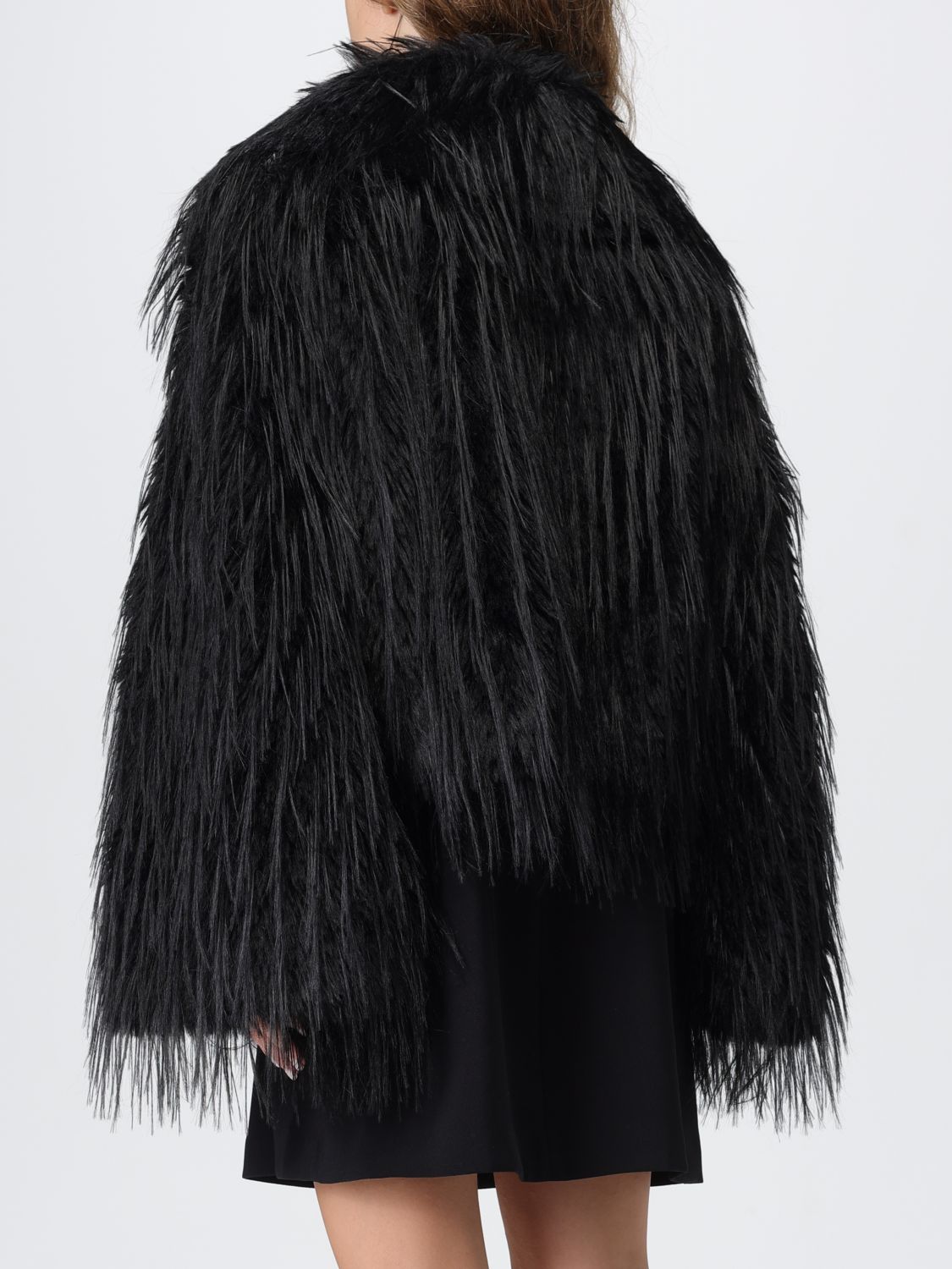 Pinko Fur Coats Woman Black