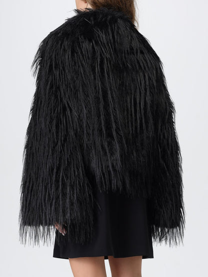 Pinko Fur Coats Woman Black