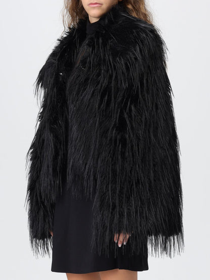 Pinko Fur Coats Woman Black