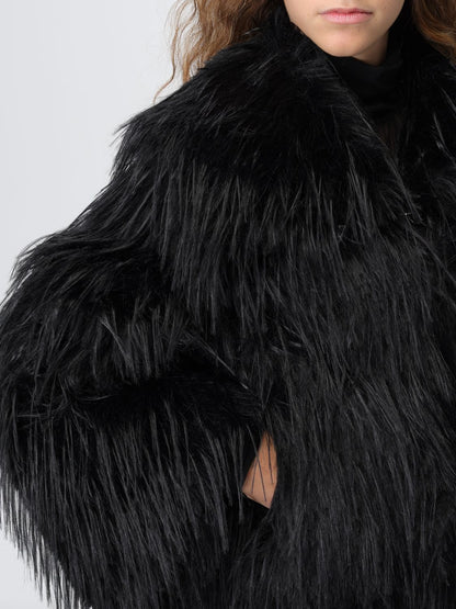 Pinko Fur Coats Woman Black