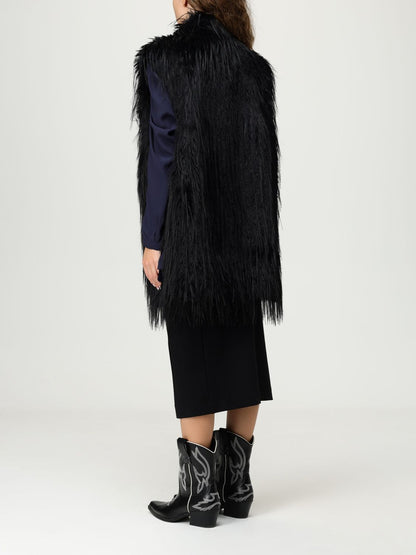Pinko Fur Coats Woman Black