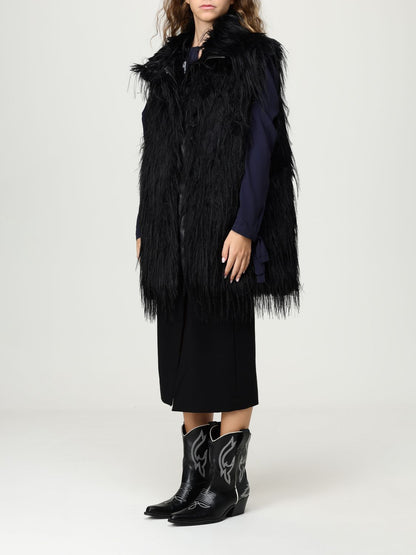 Pinko Fur Coats Woman Black