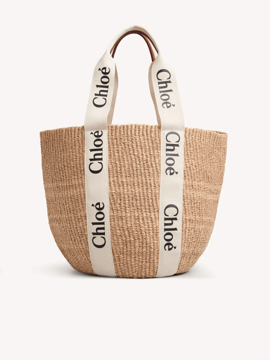 Chloe large woody basket bag in natural fibres