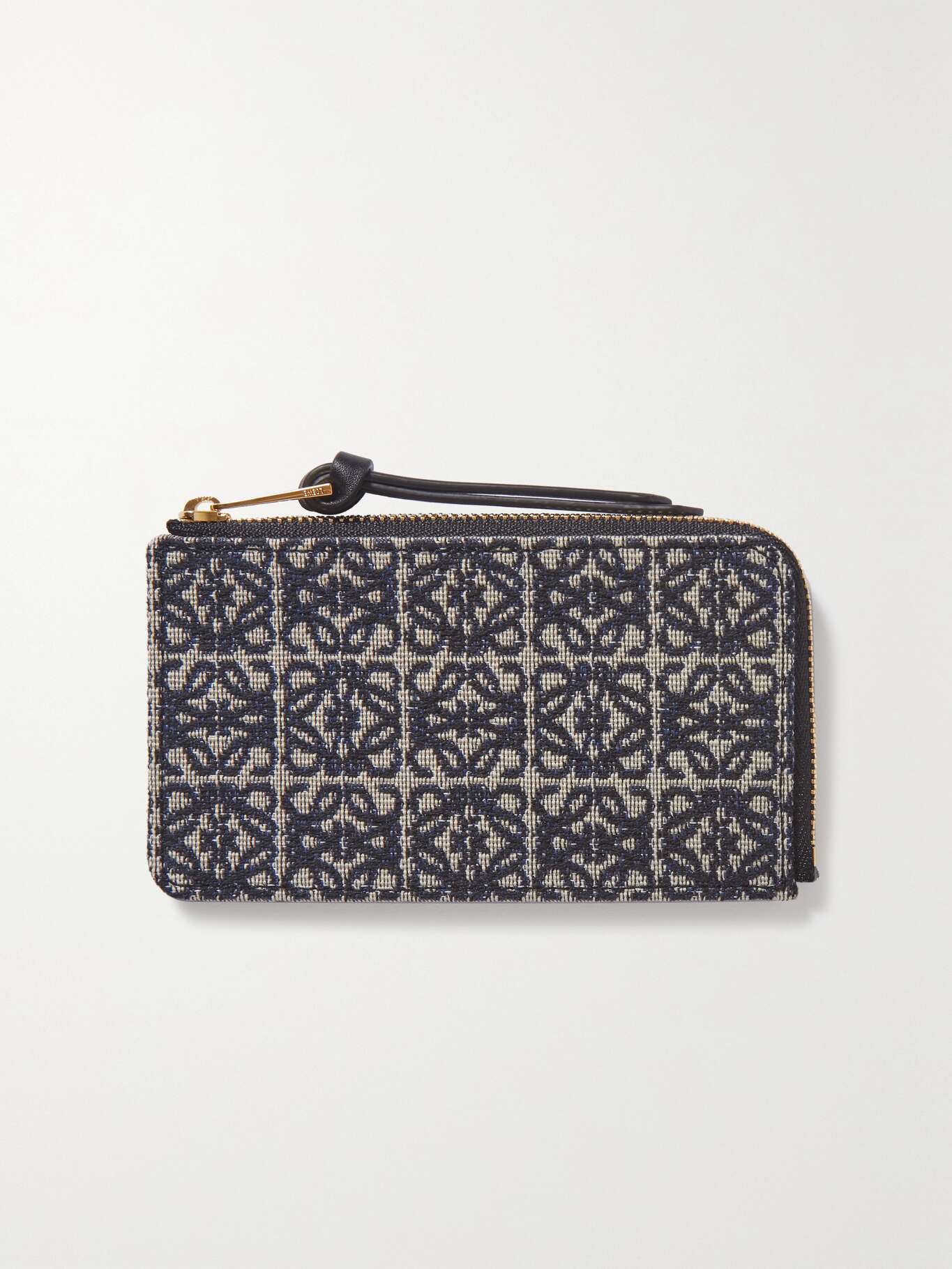 Loewe Anagram leather and canvas-jacquard cardholder