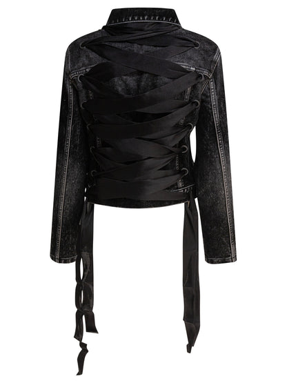Balenciaga Denim jacket with laces - Black