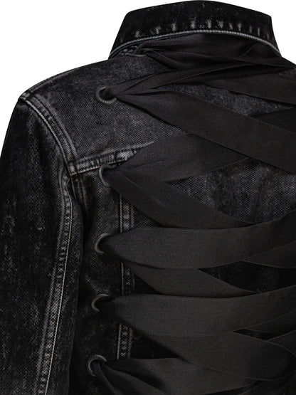 Balenciaga Denim jacket with laces - Black