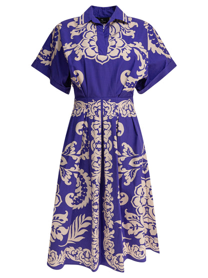 Etro Cotton flared dress - Blue