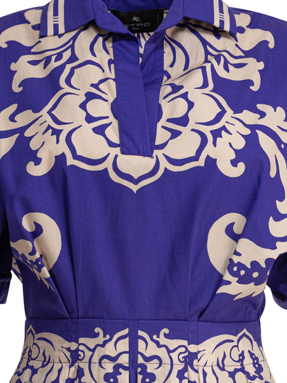 Etro Cotton flared dress - Blue