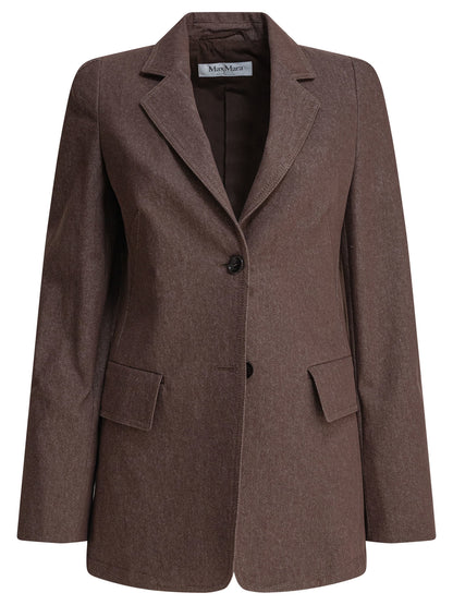 Max Mara Denim-effect cotton blazer - Brown
