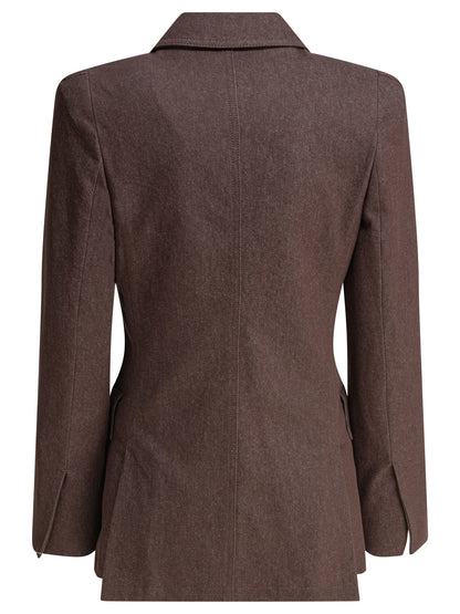 Max Mara Denim-effect cotton blazer - Brown