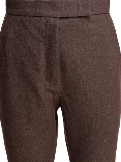 Max Mara Denim-effect cotton trousers - Brown