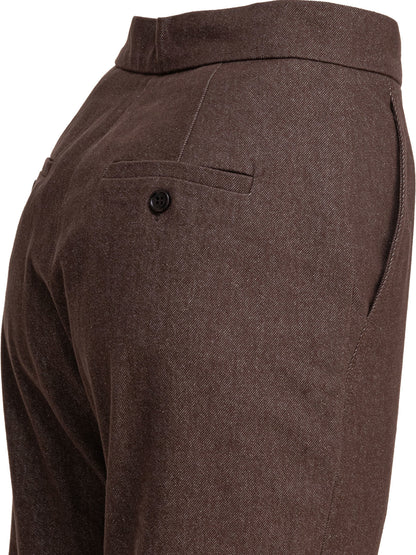 Max Mara Denim-effect cotton trousers - Brown