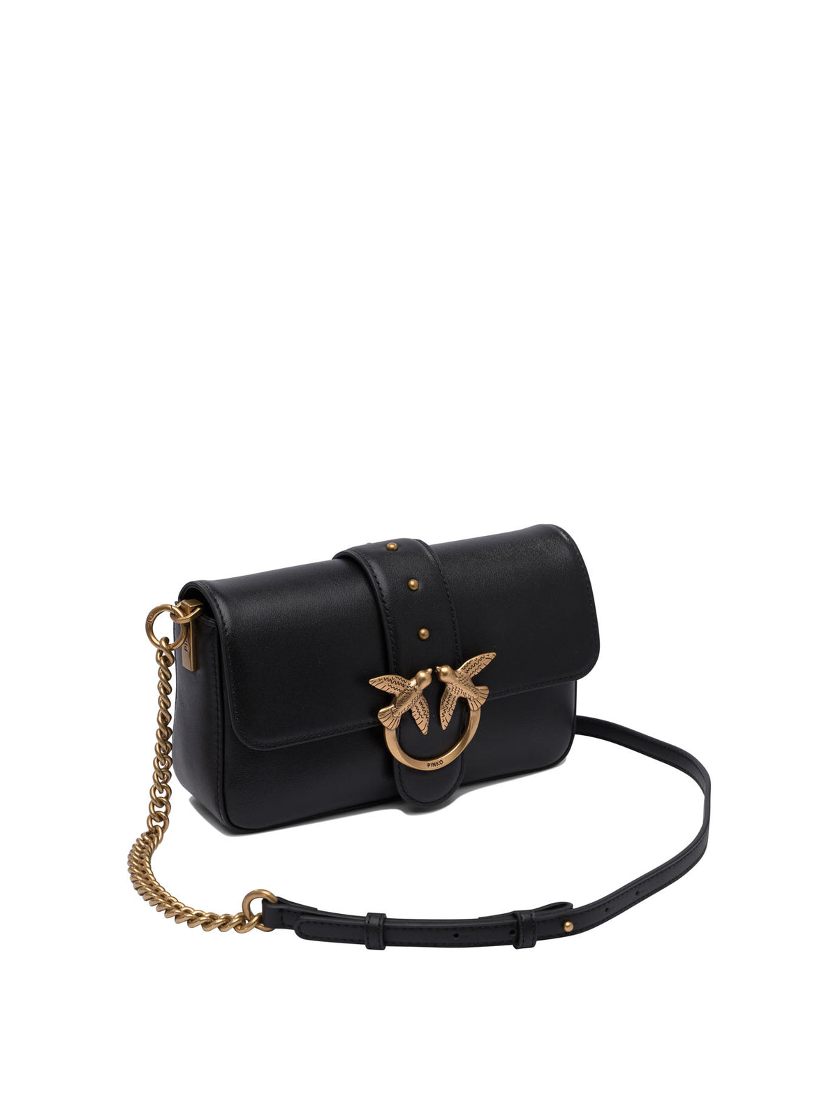 Pinko Borsa a tracolla morbida "Mini Love Bag" in pelle - Black