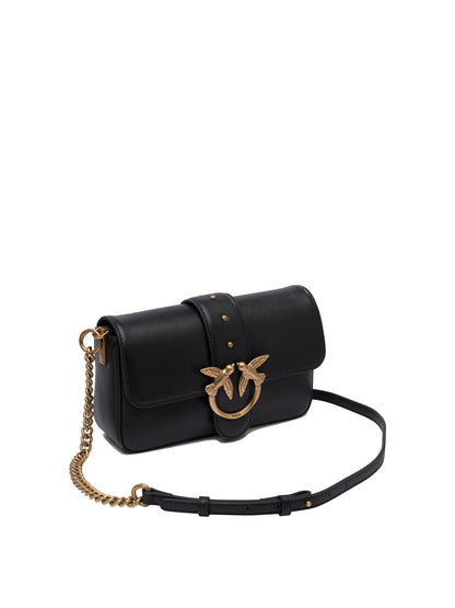 Pinko Borsa a tracolla morbida "Mini Love Bag" in pelle - Black
