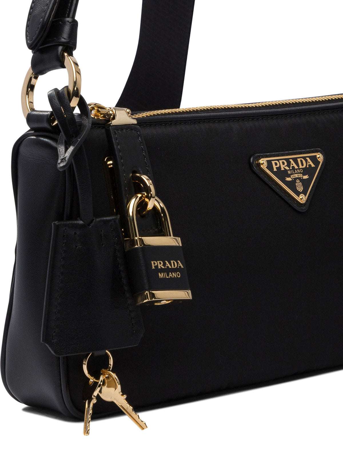 Prada Re-Nylon and leather crossbody bag - Black