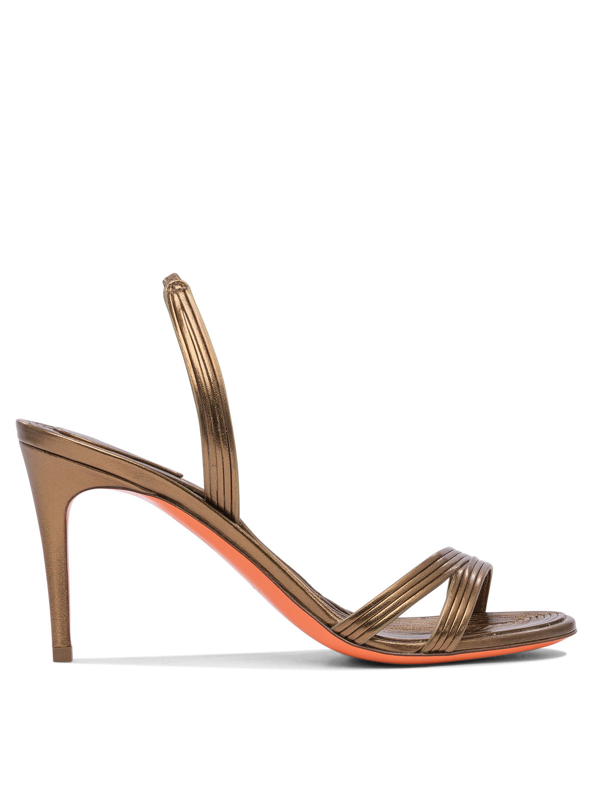Santoni 85mm leather heeled sandals - Gold
