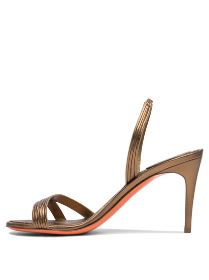 Santoni 85mm leather heeled sandals - Gold