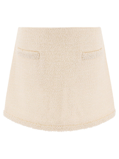 Self-Portrait Beaded miniskirt - Beige