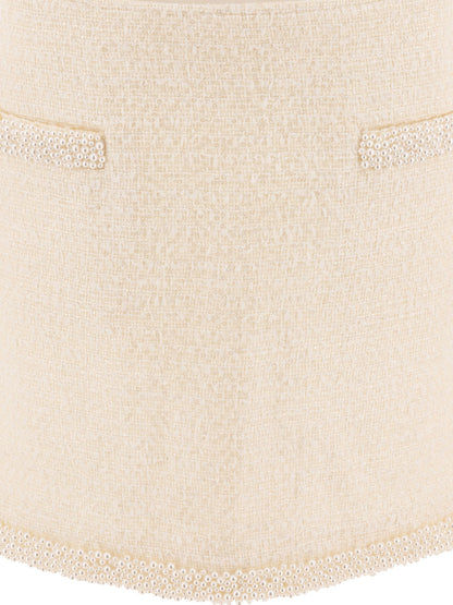 Self-Portrait Beaded miniskirt - Beige
