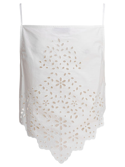 Self-Portrait Cotton embroidered top - White
