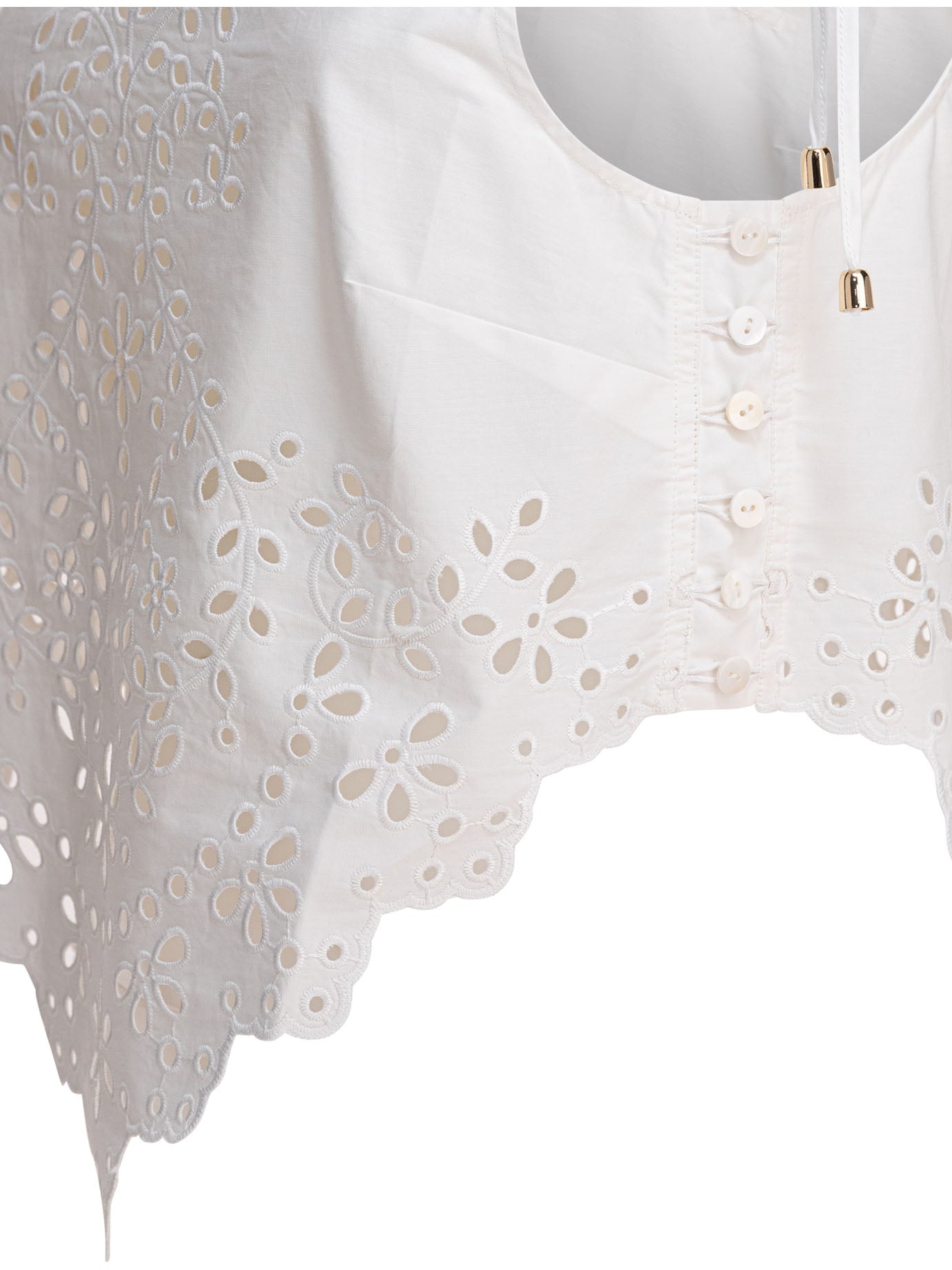 Self-Portrait Cotton embroidered top - White