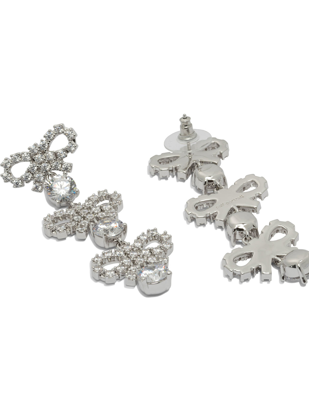 Self-Portrait Drop earrings with bows - Silver