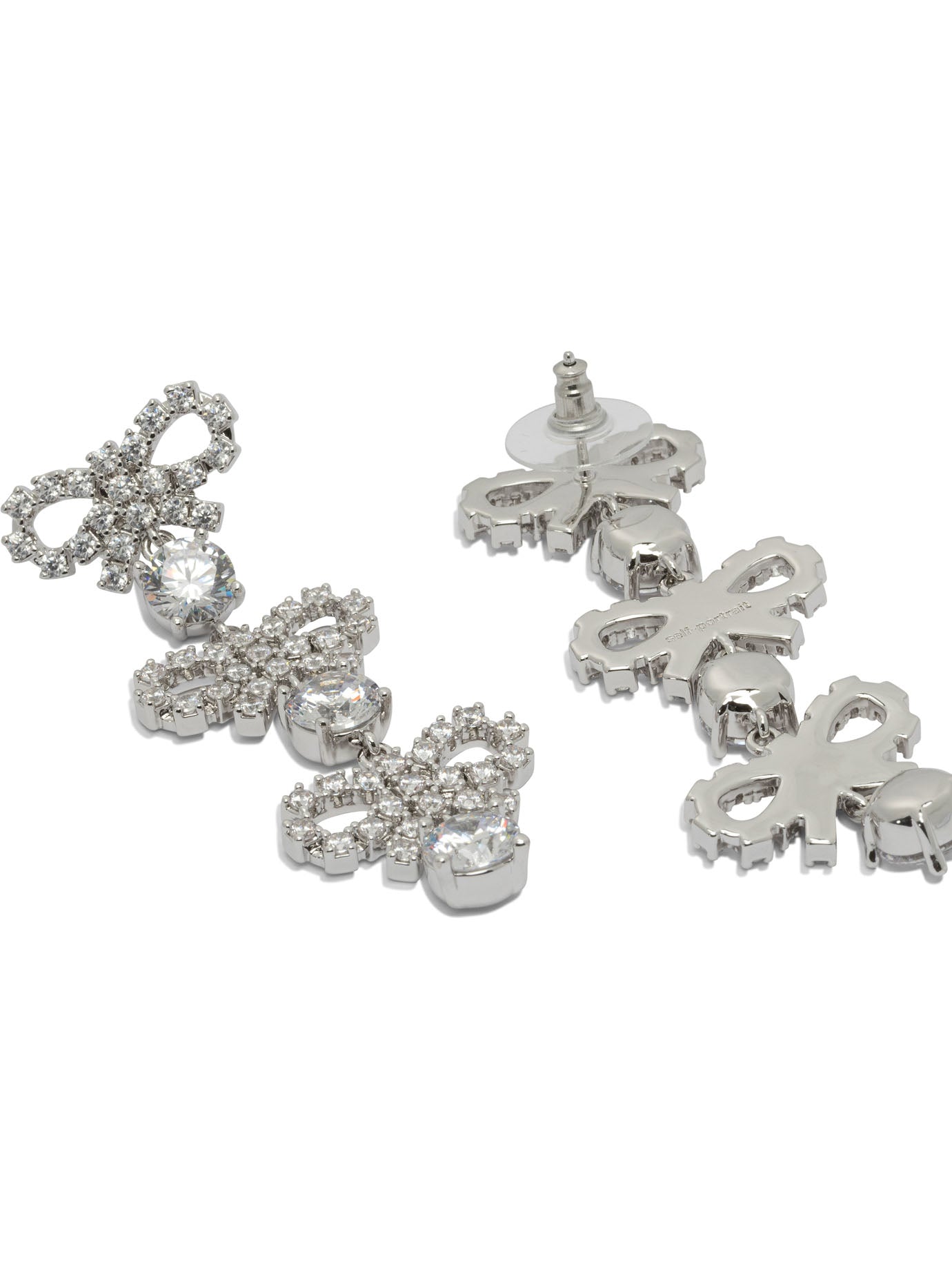 Self-Portrait Drop earrings with bows - Silver