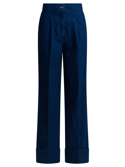 Valentino Wide-leg jeans with pleats - Blue